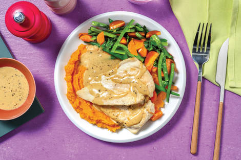 Quick Chicken & Creamy Peppercorn Sauce