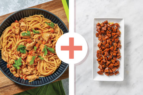 Creamy Chicken, Chorizo & Tomato Spaghetti