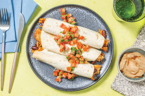 Fiery Plant-Based Chick’n Enchiladas