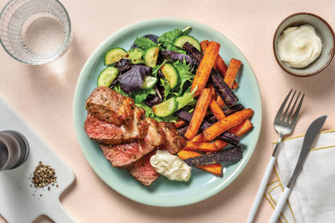 Easy Peppercorn Lamb Rump & Veggie Fries