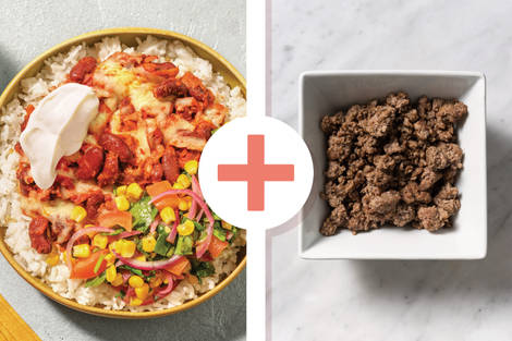 Plant-Based Bean & Beef Mince Burrito Bowl