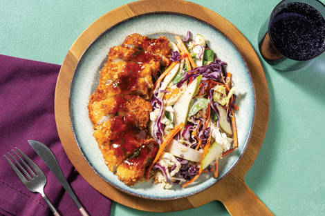 Peanut Crumbed Pork Schnitzel & Creamy Slaw
