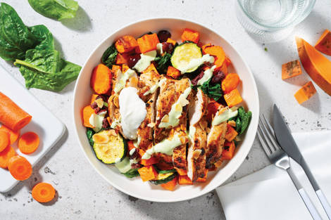 Mediterranean Chicken & Veggie-Olive Toss