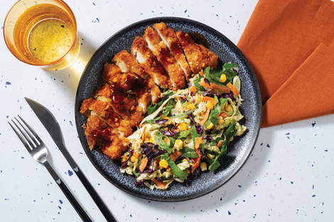 Peanut-Crumbed Pork Schnitzel & Creamy Slaw