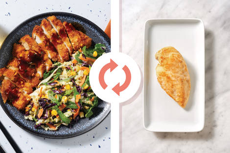 Peanut-Crumbed Chicken Schnitzel & Creamy Slaw