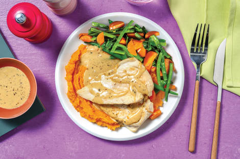 Quick Chicken & Creamy Peppercorn Sauce