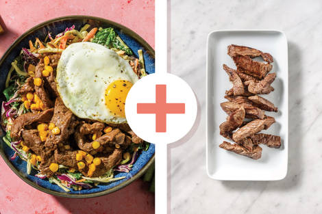 Double Korean Beef, Corn & Creamy Slaw Bowl