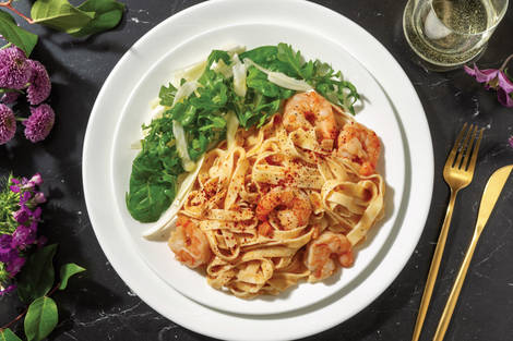 Creamy Prawn Cutlet Fettuccine Alfredo