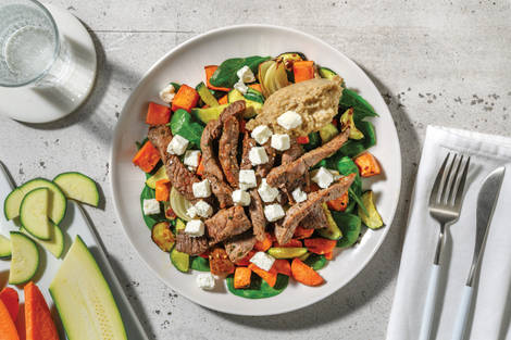 Garlicky Beef & Roast Veggie Toss