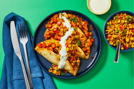 Curried Beef & Sweet Potato Dosa-Dillas