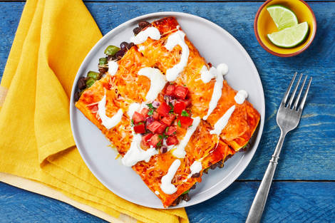 Cheesy Chicken & Black Bean Enchiladas