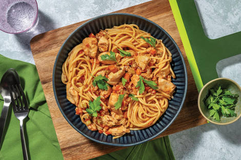 Quick Creamy Chicken & Tomato Fettuccine