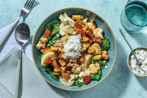 Apricot-Glazed Haloumi & Mumbai Veggie Toss