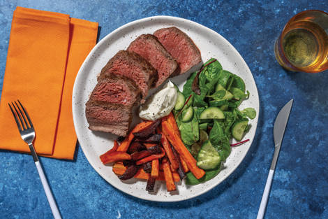 Peppercorn Lamb Rump & Spiced Veggie Fries