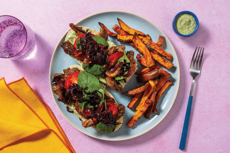 Seared Double Beef & Caramelised Onion Ciabatta