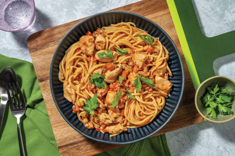 Creamy Chicken, Chorizo & Tomato Spaghetti