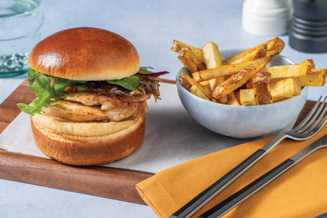 Double Middle Eastern Chicken Burger & Zesty Fries
