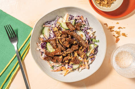 Korean-Style Beef & Sesame Cucumber Slaw