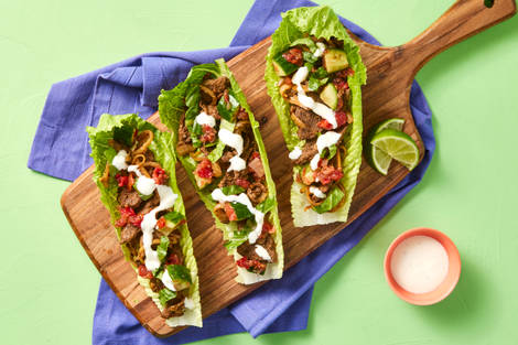 One-Pan Steak & Onion Lettuce Wraps