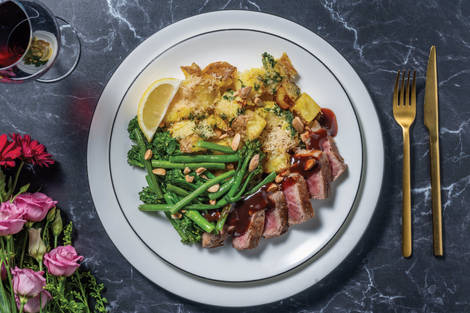 Cherry-Glazed Venison & Lemony Greens