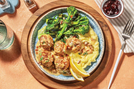 Swedish Pork Meatballs & Creamy Bacon Sauce