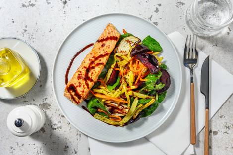 Zesty-Spiced Salmon & Summer Veggie Toss