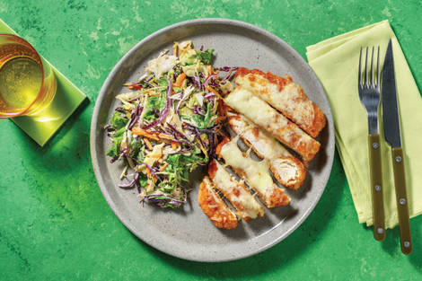 Quick Cheesy Louisiana Chicken Schnitzel