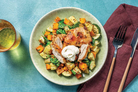 Garlic Chicken & Roast Veggie Toss