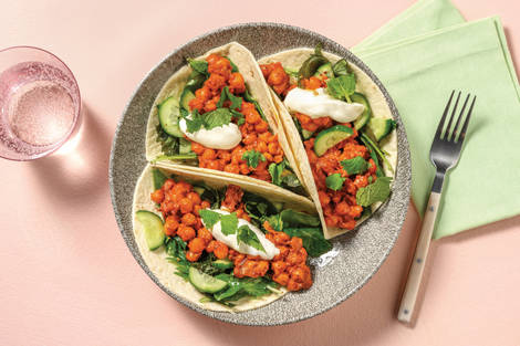 Quick Chermoula-Coconut Chickpea Tacos