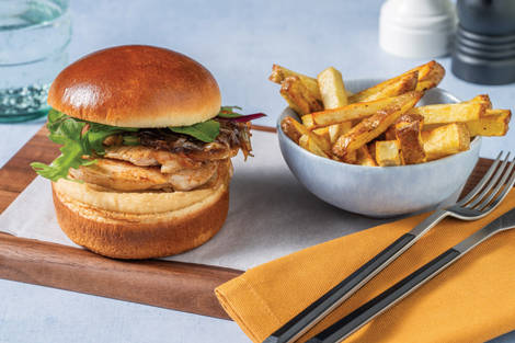 Double Middle Eastern Chicken Burger & Zesty Fries