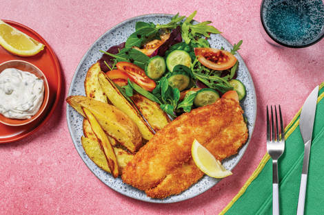 Easy Crumbed Basa & Crispy Wedges