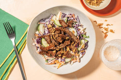 Korean-Style Beef & Sesame Cucumber Slaw