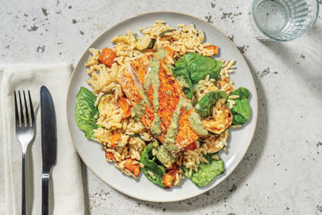 Greek-Style Double Barramundi & Veggie Risoni