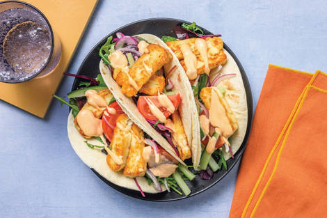 Easy Double Honey Haloumi & Tangy Aioli Tacos