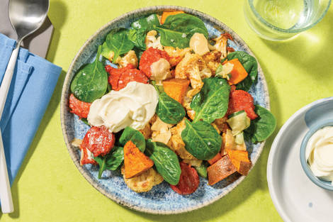 One-Tray Cheesy Chicken, Chorizo & Cauliflower Medley