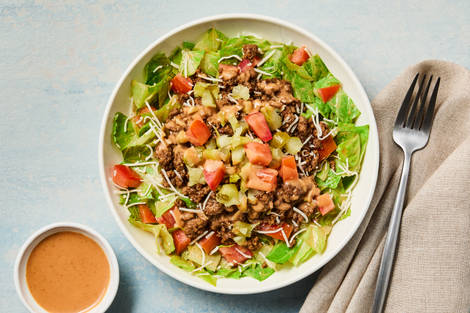 “Skip The Bun” Crunchy Cheeseburger Salad