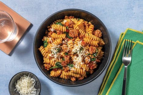 Nan’s Creamy Double Pork Sausage Fusilli