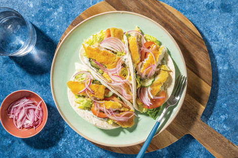 Quick Double Crumbed Basa & Cos Salad Tacos