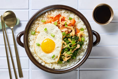 Korean-Style Shrimp, Kale & Carrot Bibimbap