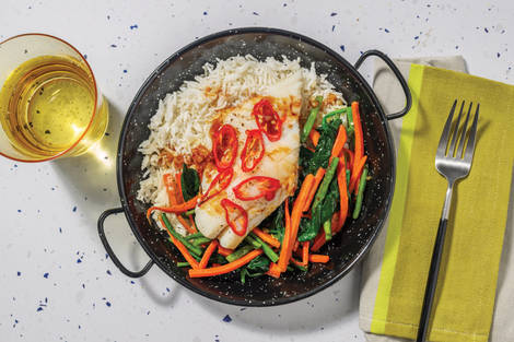 Double Cantonese Steamed Barramundi & Garlic Veggies