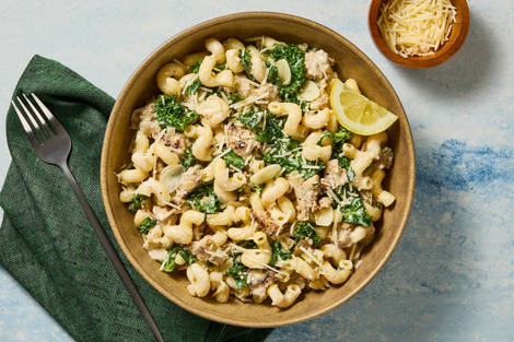 Creamy Chicken Sausage & Kale Cavatappi