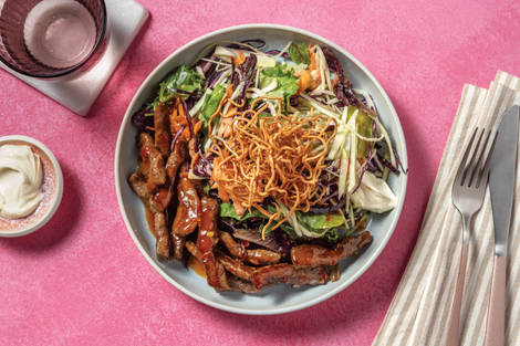 Quick Asian-Style Beef & Rainbow Slaw