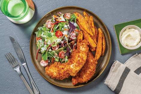 Crumbed Chicken Dippers & Rosemary Wedges