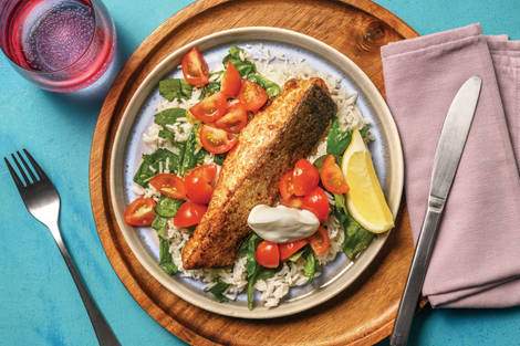 Baja Salmon & Spinach Garlic Rice