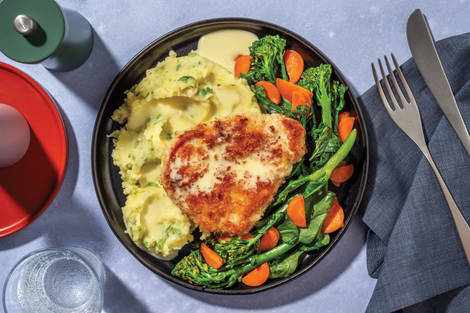 HelloHero: Pork Schnitzel & Cheesy Herby Mash