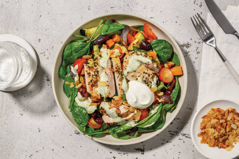 Double Garlic Chicken & Veggie-Olive Toss