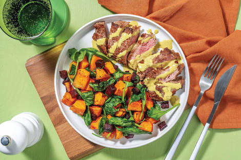 Quick Seared Beef & Mumbai Coconut Sauce