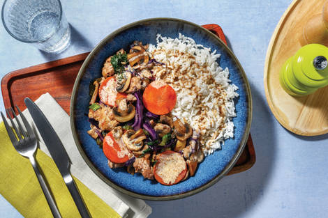 Teriyaki Pork & Mushroom Rice Bowl