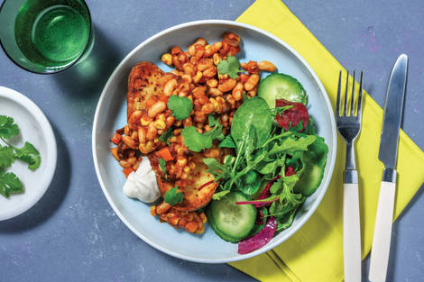 Cheesy Smokehouse Bean Jacket Potatoes