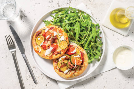 Easy Bacon & Zucchini Flatbread Pizza